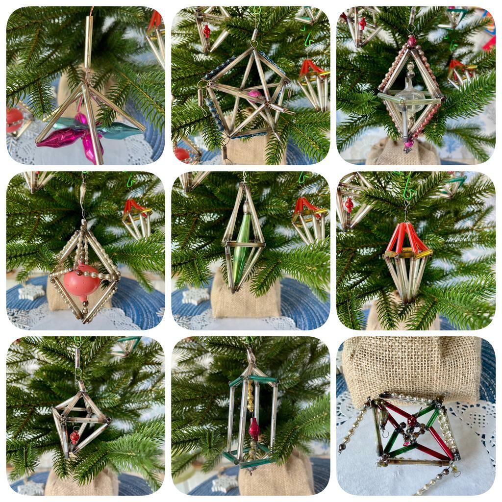 Стеклярусные монтажные елочные игрушки; СССР, 1950-60 г