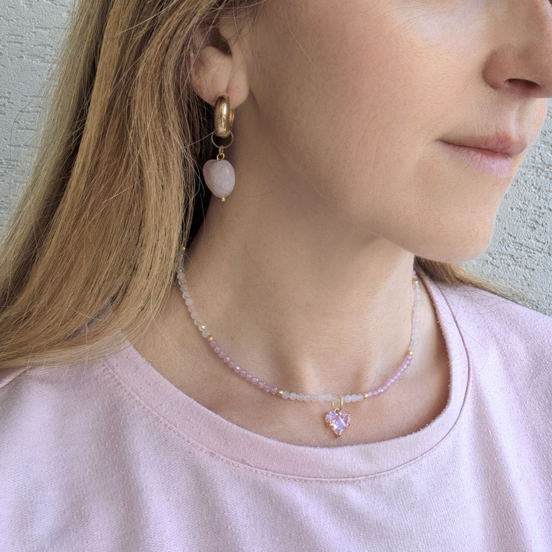 серьги с розовым кварцем