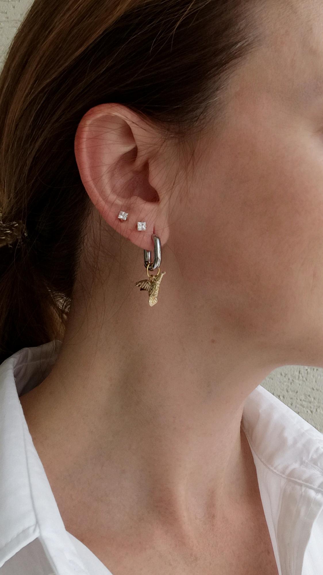 Серьги трансформеры 3 в 1 Колибри, биколор