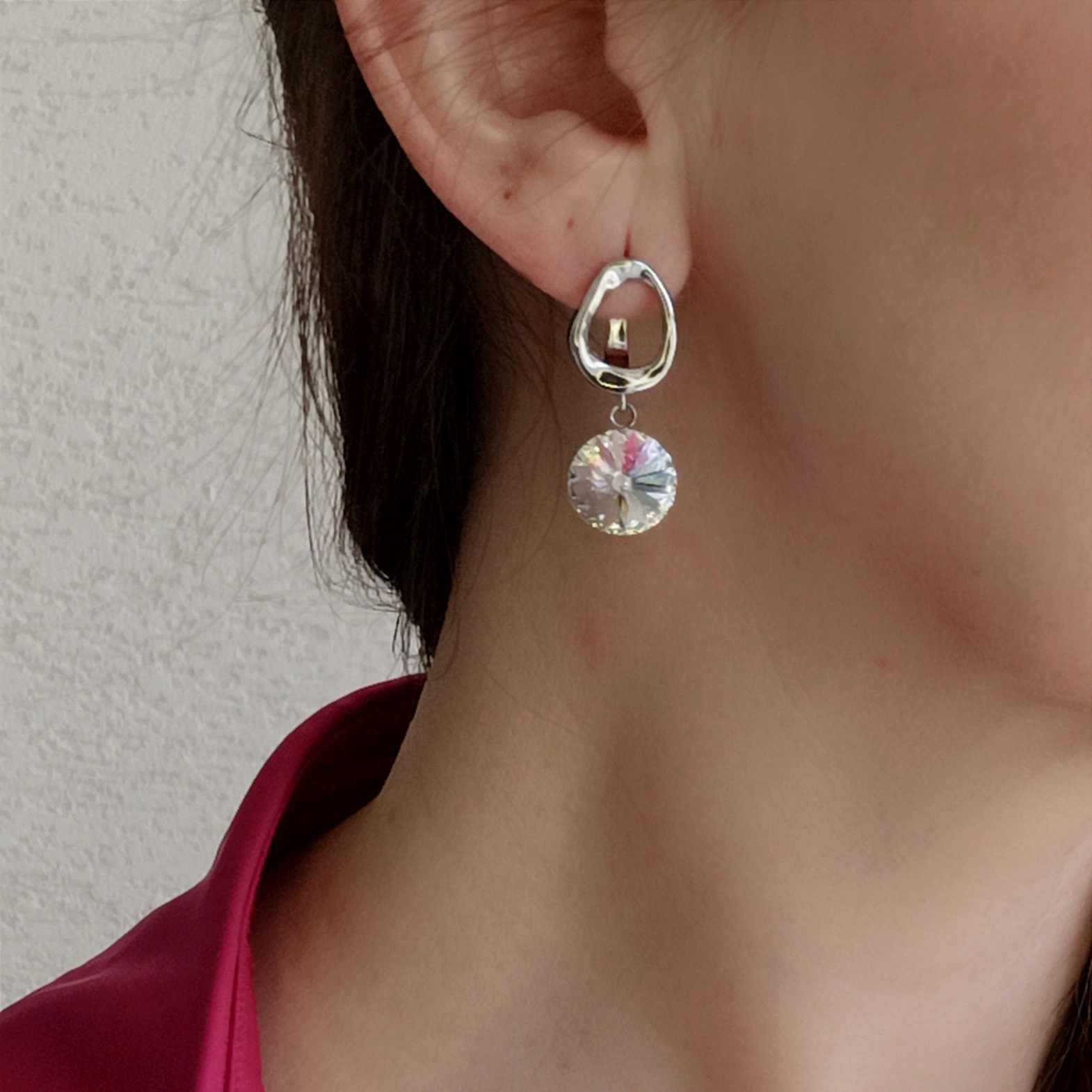 Серьги Лужи с кристаллами Сваровски, родий