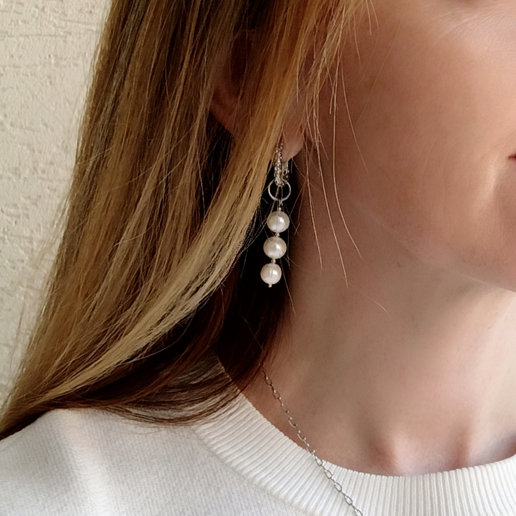Серьги с подвесками жемчуг