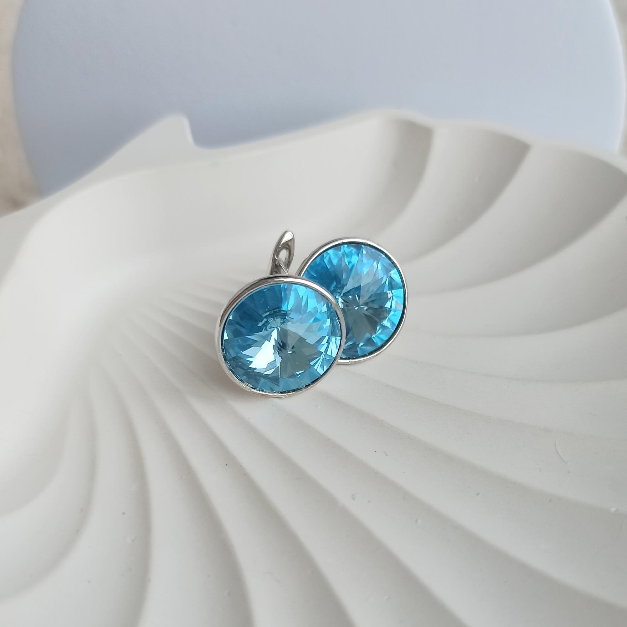 Серьги сваровски голубые