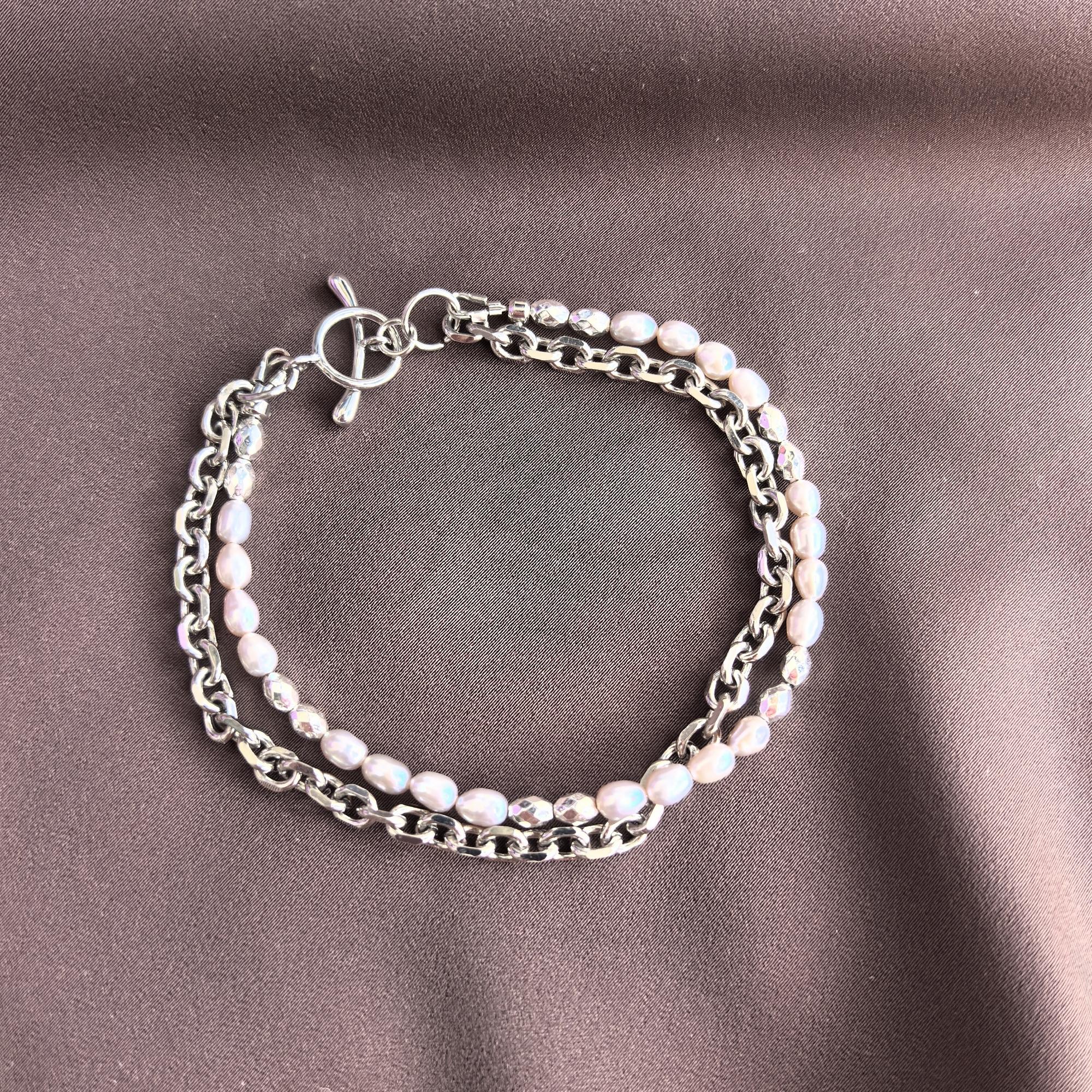 Браслет двухслойный из жемчуга