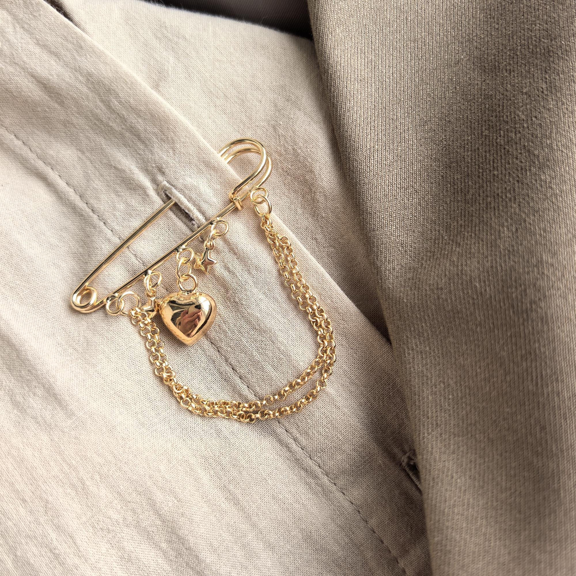 Брошь булавка Сердце