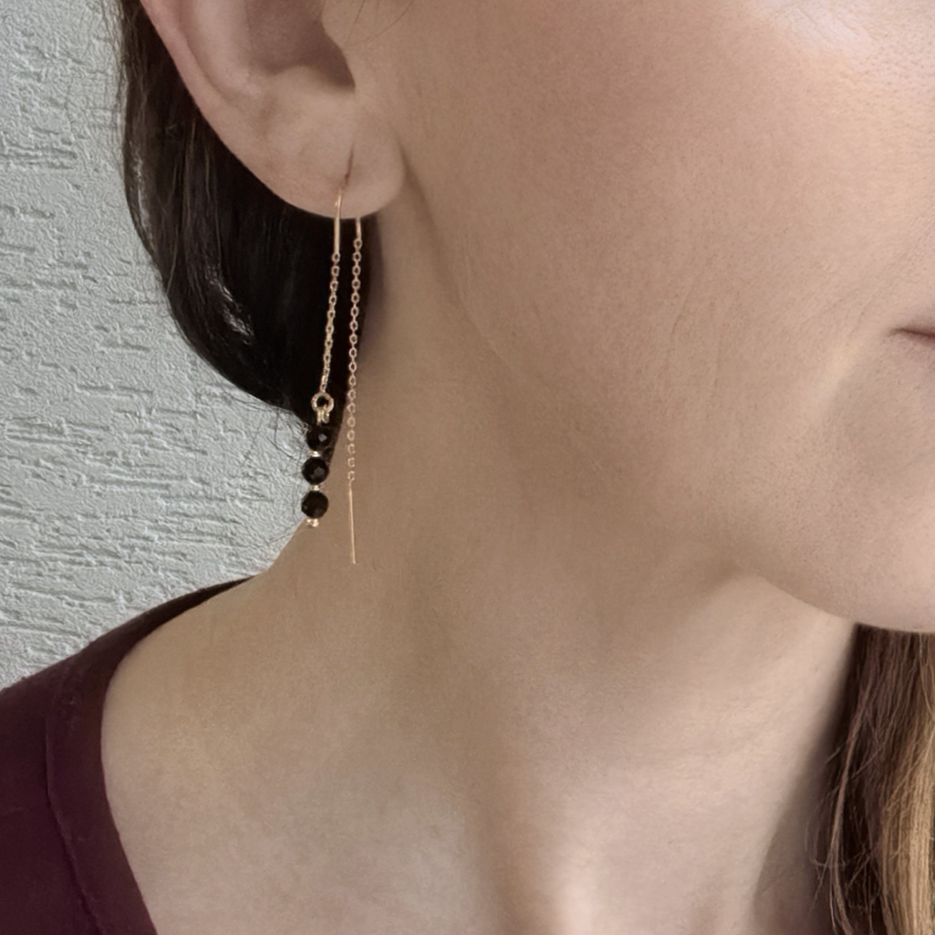 Серьги цепочки черные