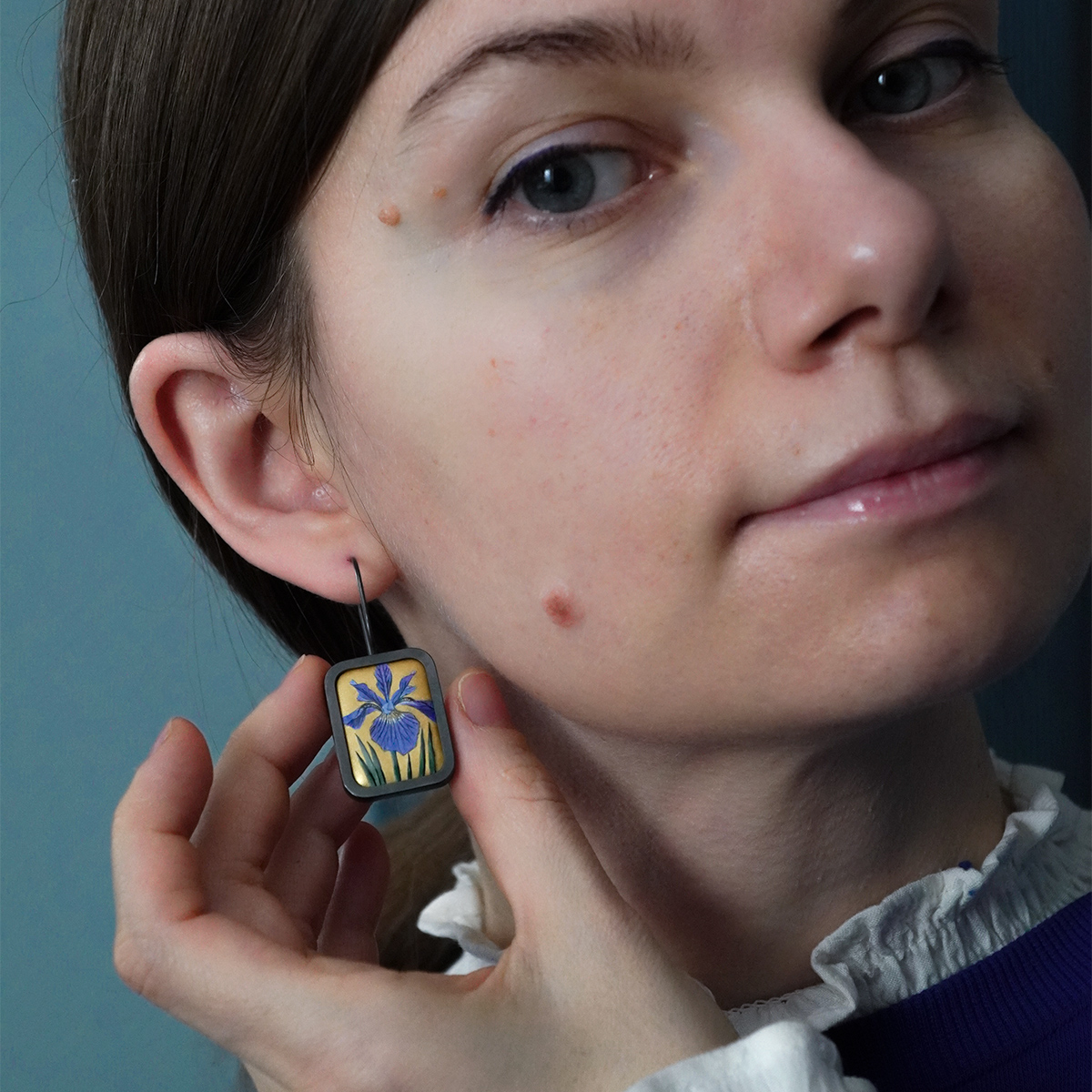 Серьги с горячей эмалью ИРИСЫ на заказ