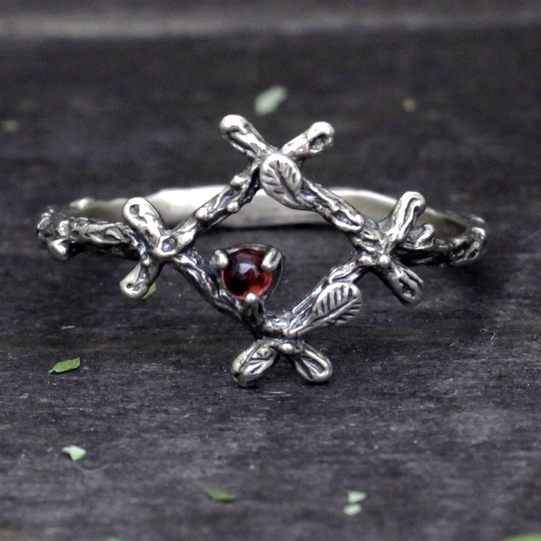 Cross - ring with garnet