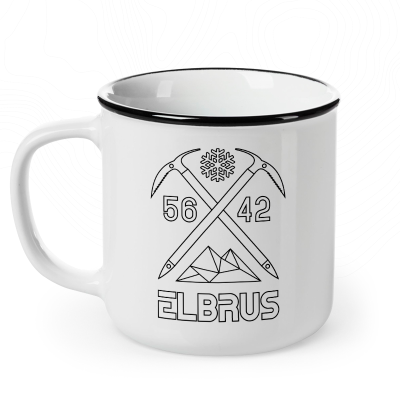 Кружка белая, средняя «С ледорубом на Эльбрус»