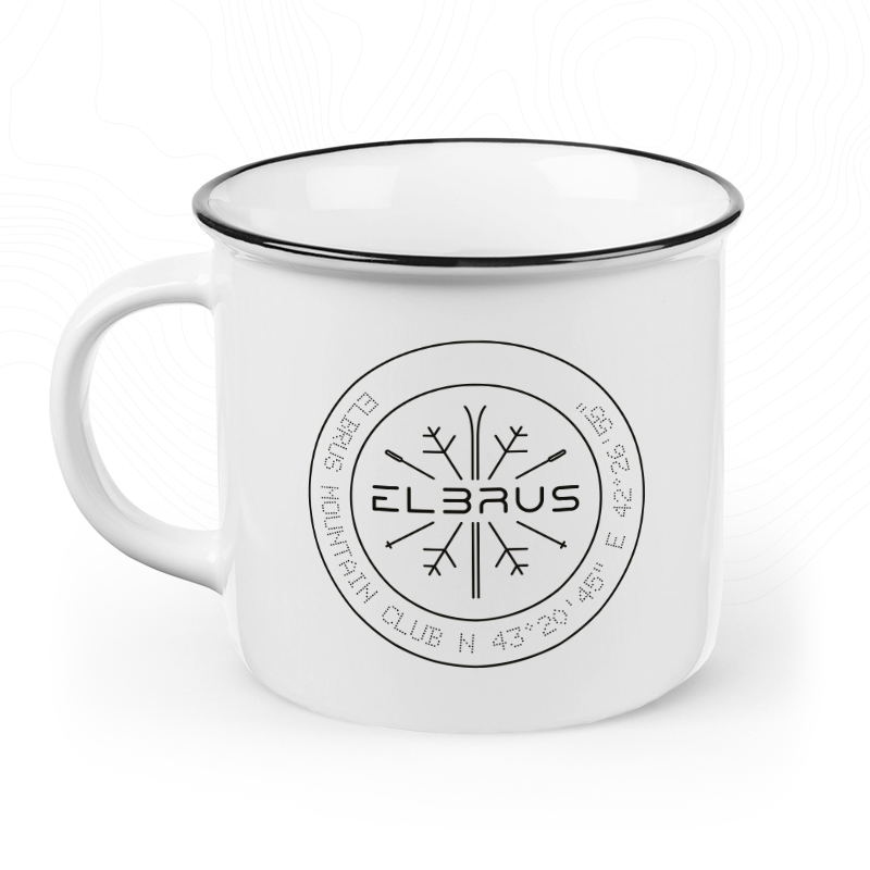 Кружка белая, средняя «Elbrus mountain club»