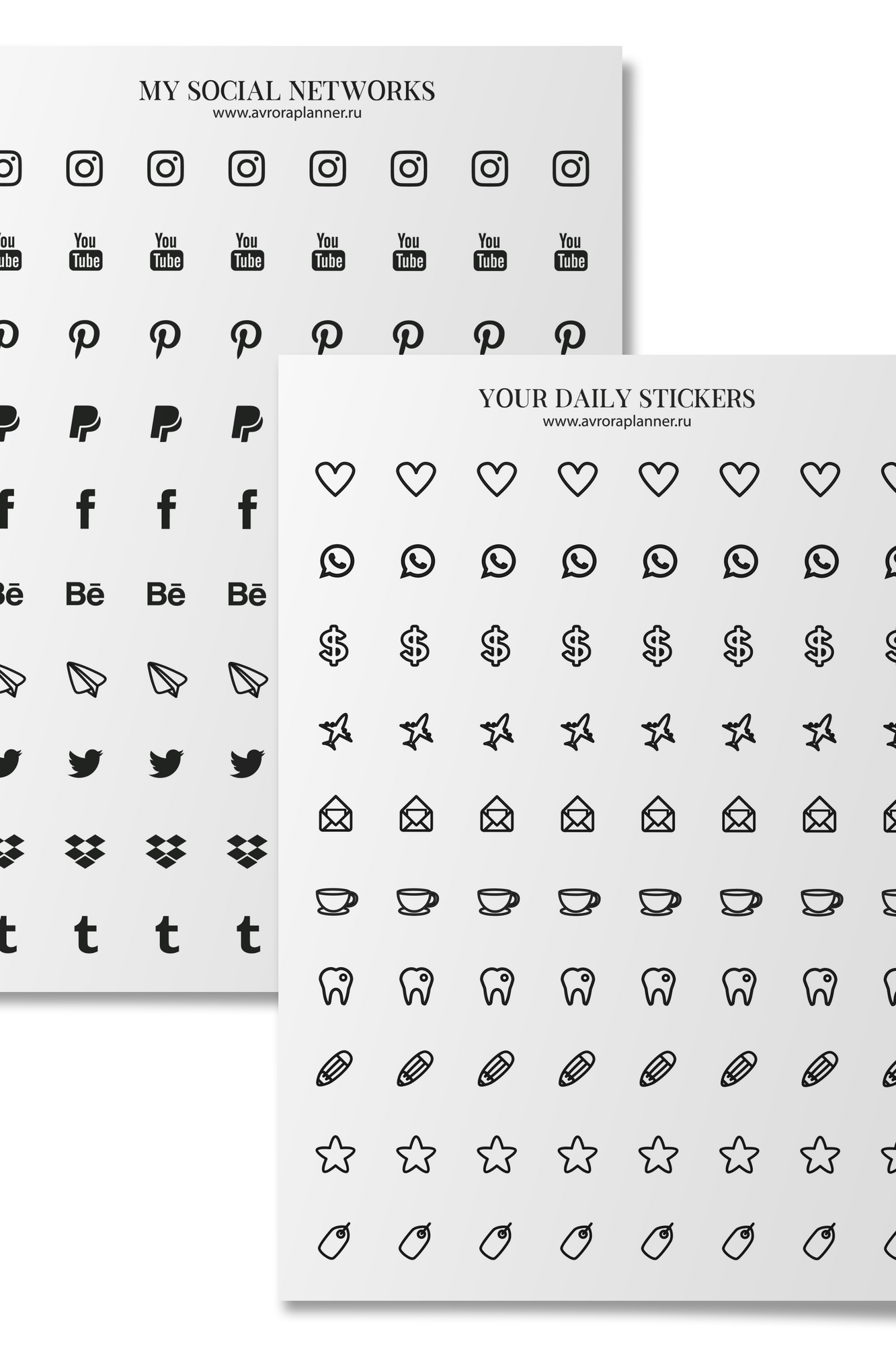 Набор наклеек на прозрачной основе Daily Icon А6 2 листа