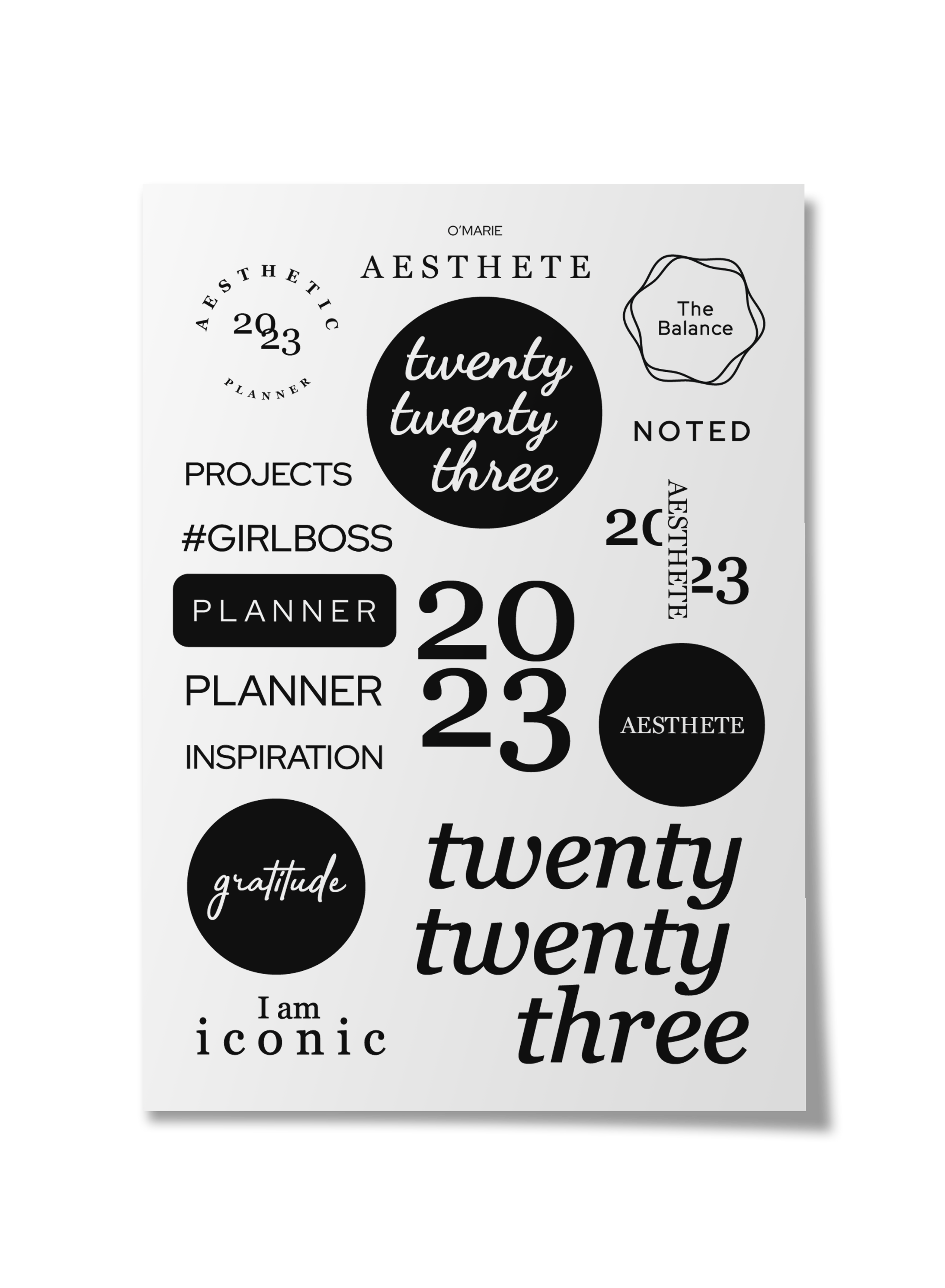 Наклейки на прозрачной основе с матовой ламинацией Aesthete Planner