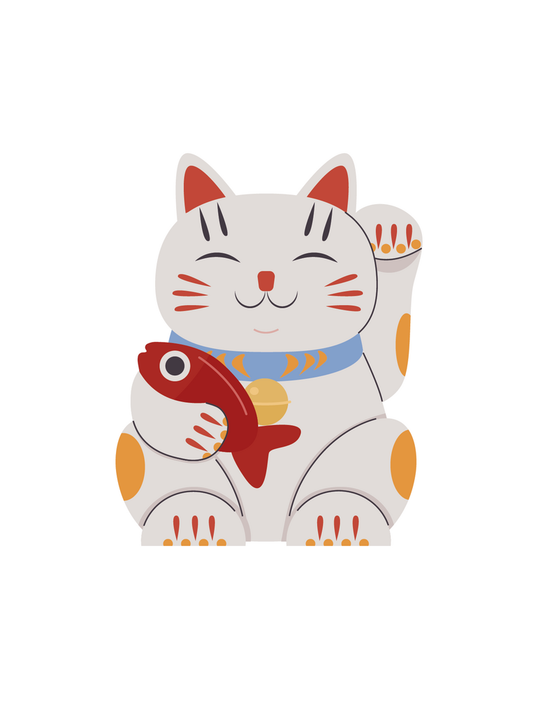 Стикер-вырубка с мерцающими звездочками Maneki Neko