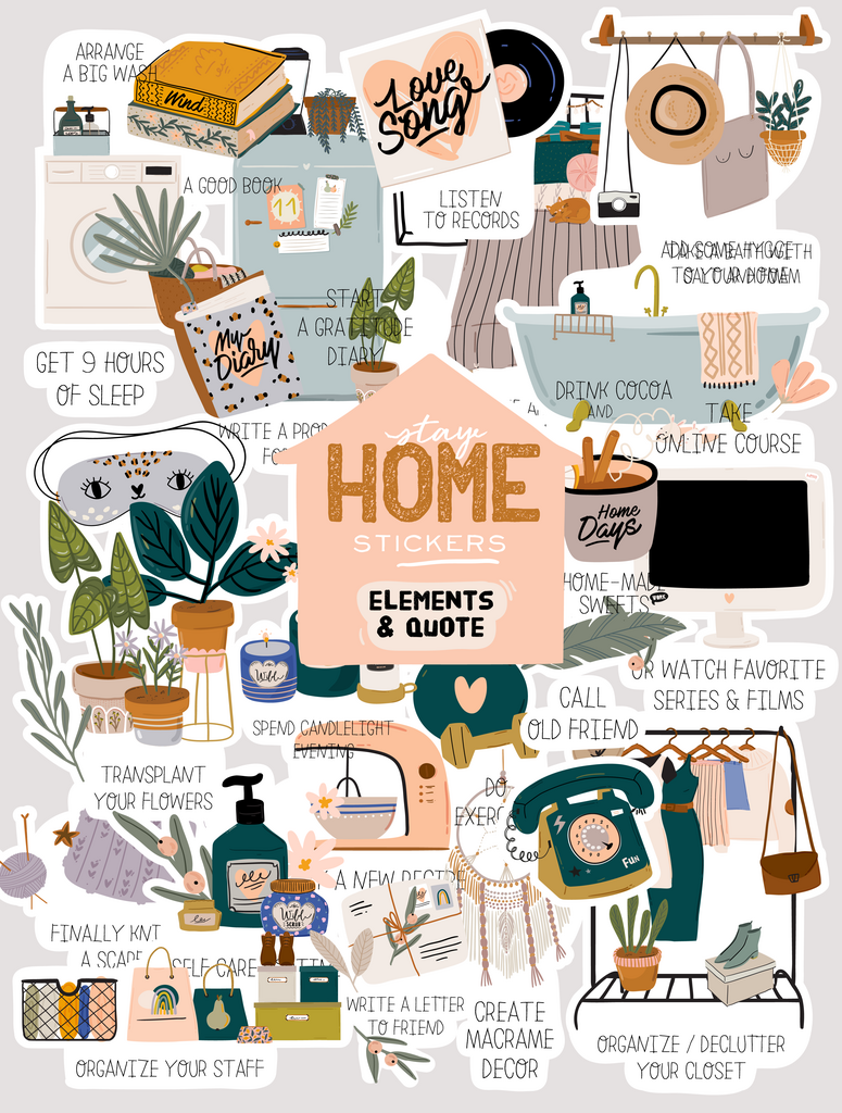 Набор вырубок из акварельной бумаги Stay Home Mega Pack 25 шт