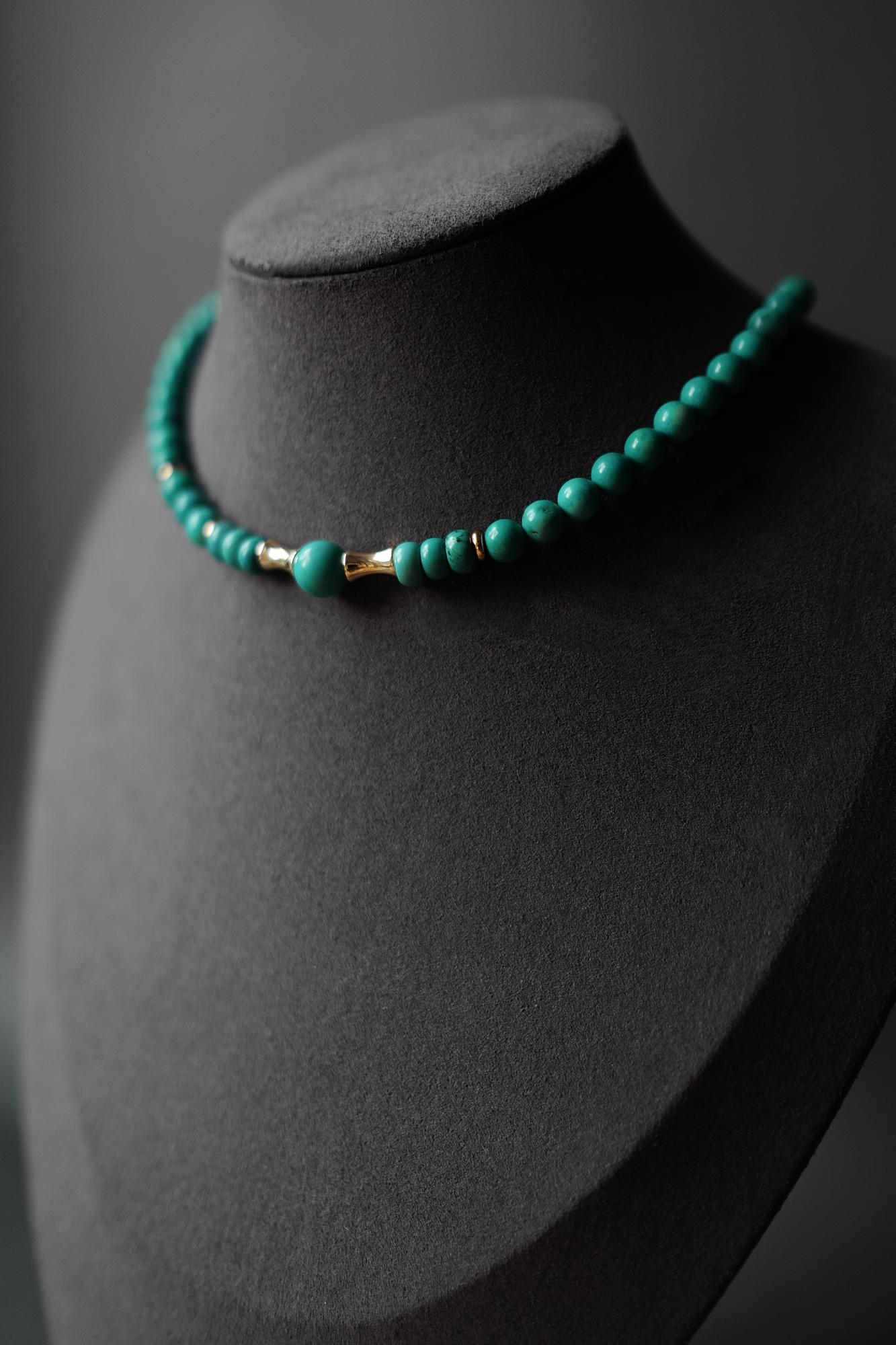 Колье из темной бирюзы "бамбук" ЛЕТО