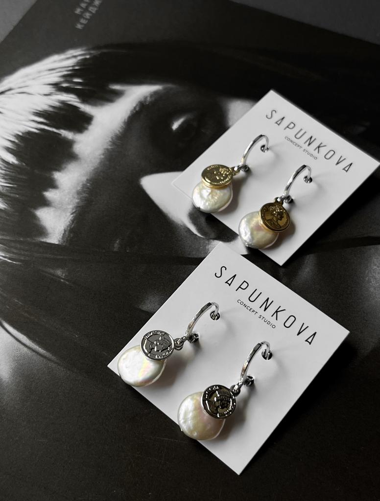 Серьги из жемчуга с монетами ЛЕТО