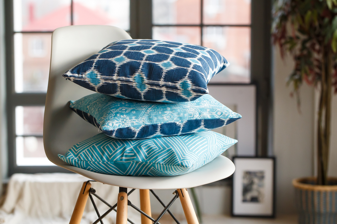 Чехол на подушку Синие ромбы