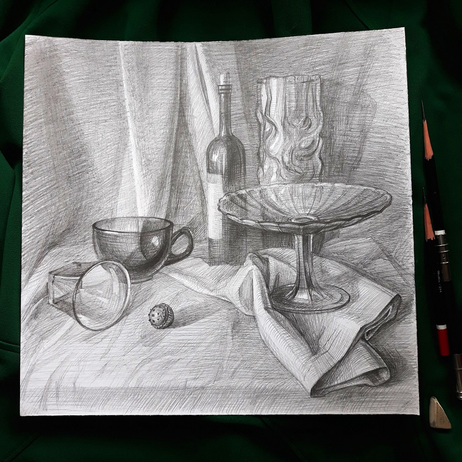 ВИДЕОКУРС "МЕТАЛЛ И СТЕКЛО. РИСУНОК НАТЮРМОРТА"