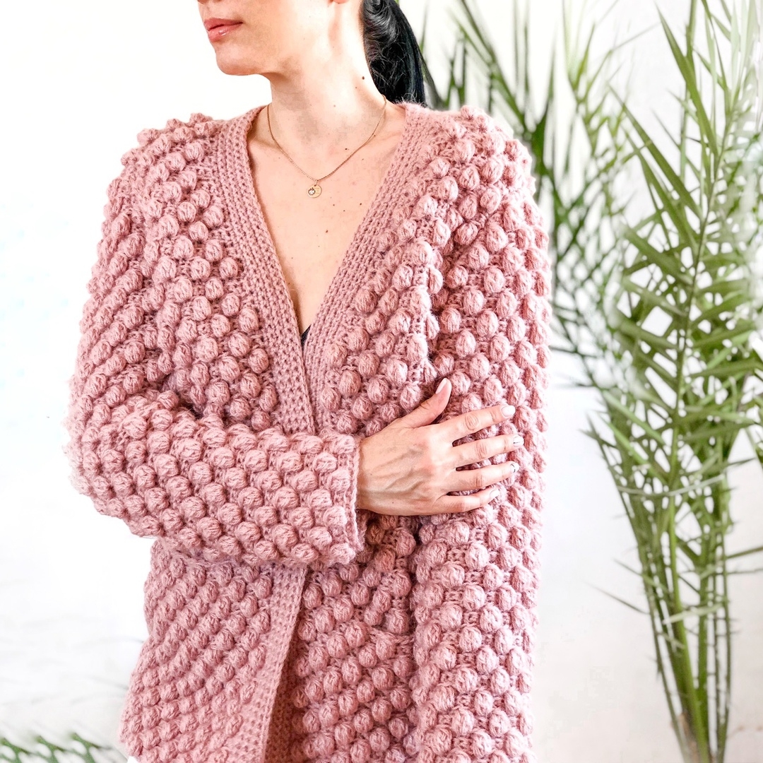 кардиган крючком, теплый кардиган, женский кардиган