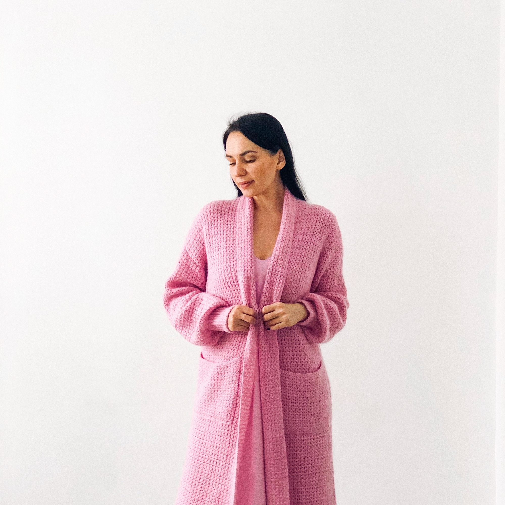 кардиган крючком, пальто крючком, описание кардигана