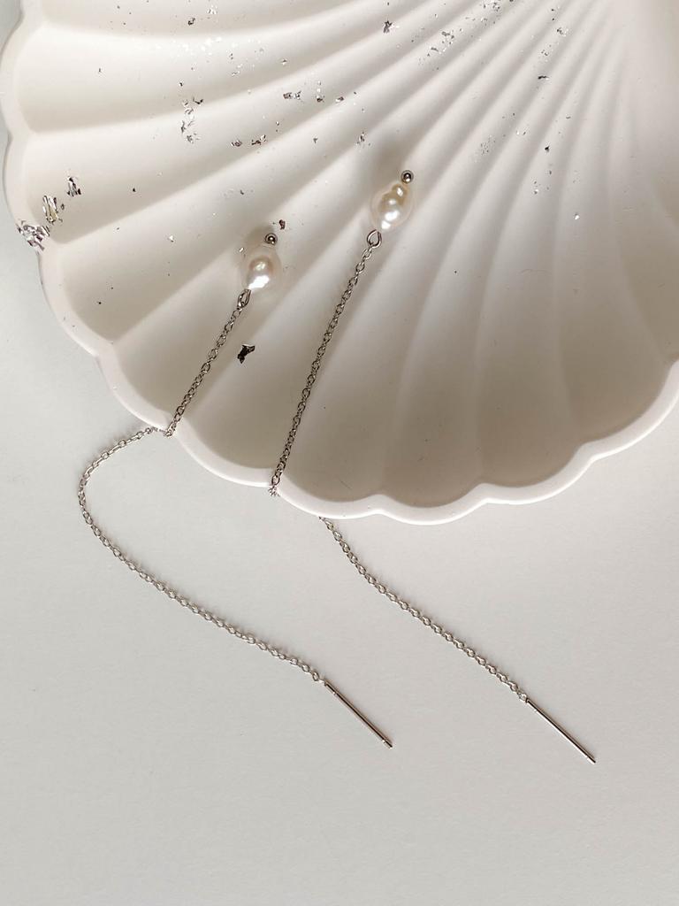 Серьги протяжки с жемчугом