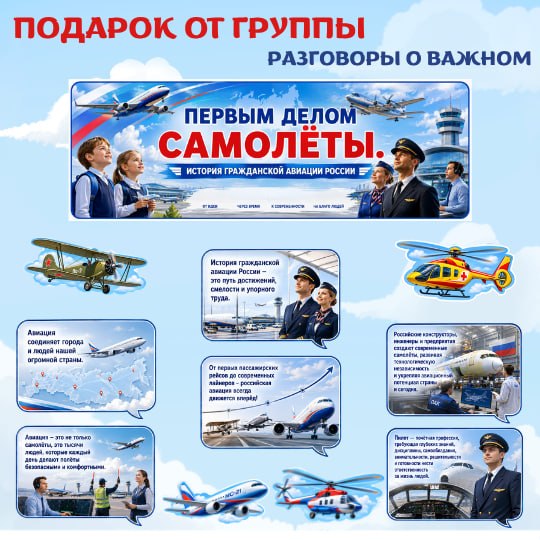Комплект для оформления доски «Первым делом самолёты. История гражданской авиации России»