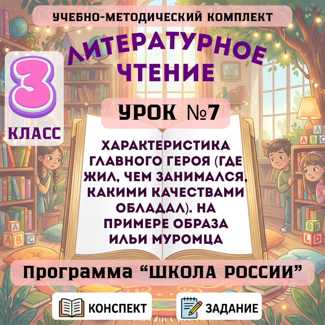 Урок №7 Характеристика главного героя (где жил, чем занимался, какими качествами обладал). На примере образа Ильи Муромца