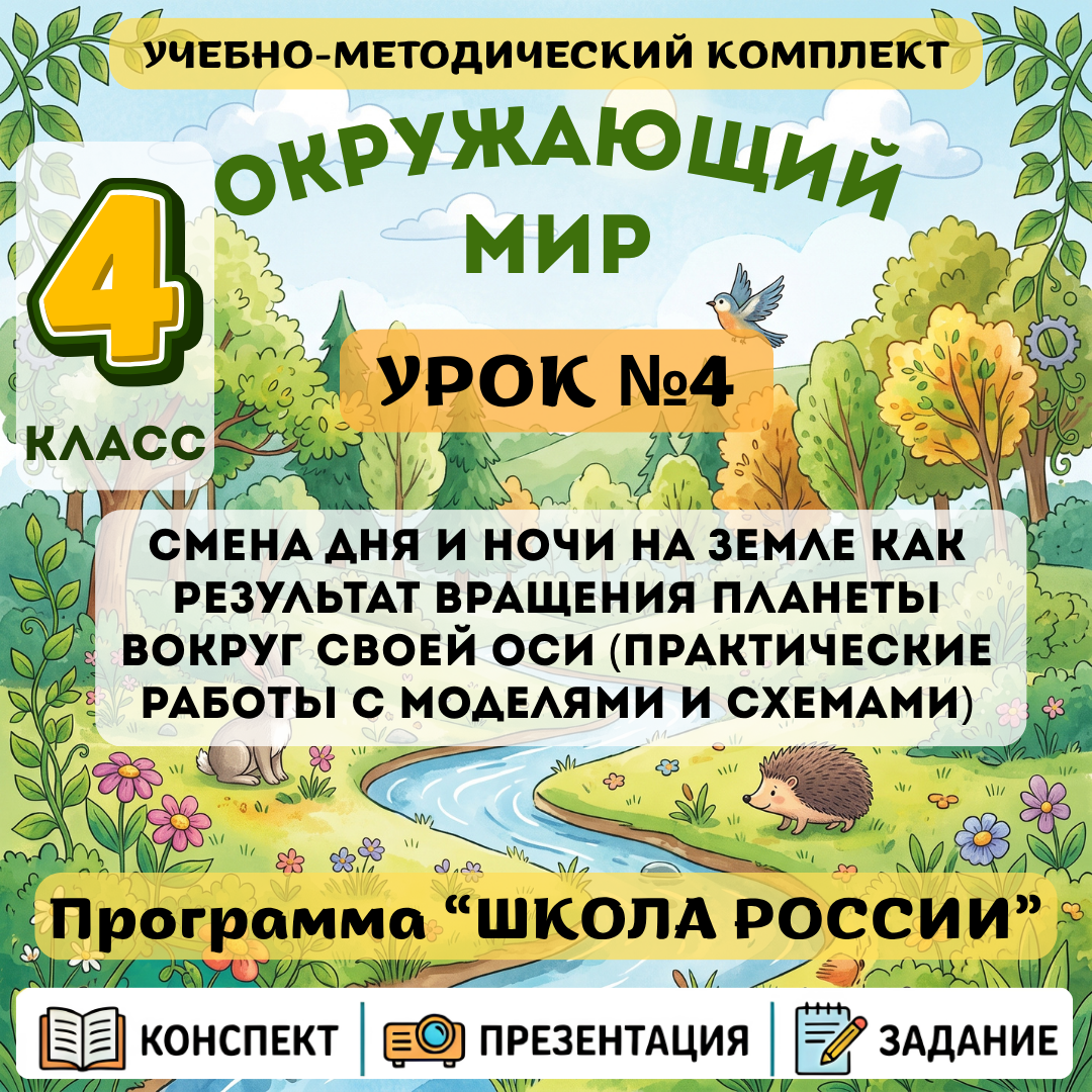 Урок №4 Смена дня и ночи на Земле как результат вращения планеты вокруг своей оси (практические работы с моделями и схемами)