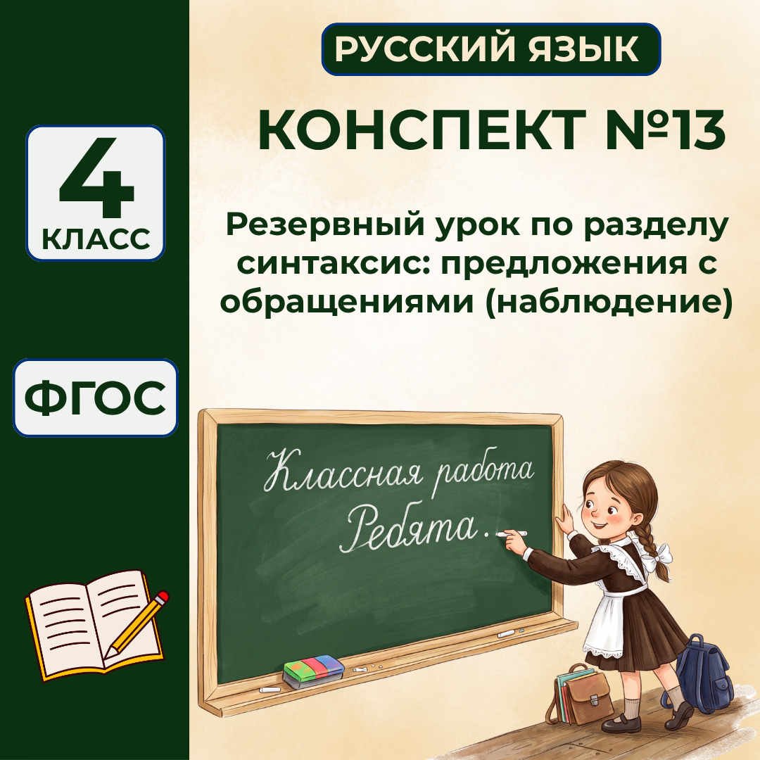 Урок №13 Резервный урок по разделу синтаксис: предложения с обращениями (наблюдение)