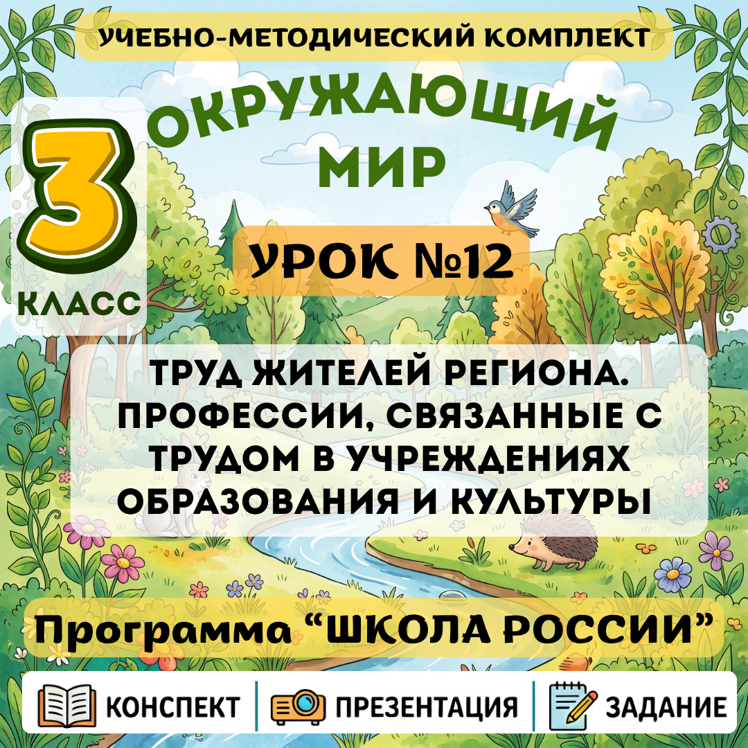 Урок №12 Труд жителей региона. Профессии, связанные с трудом в учреждениях образования и культуры