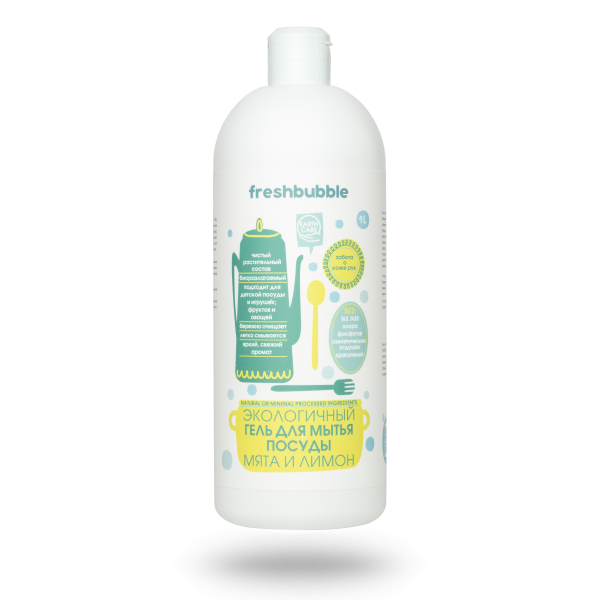 Гель для мытья посуды "Мята и лимон" 1000мл, Freshbubble