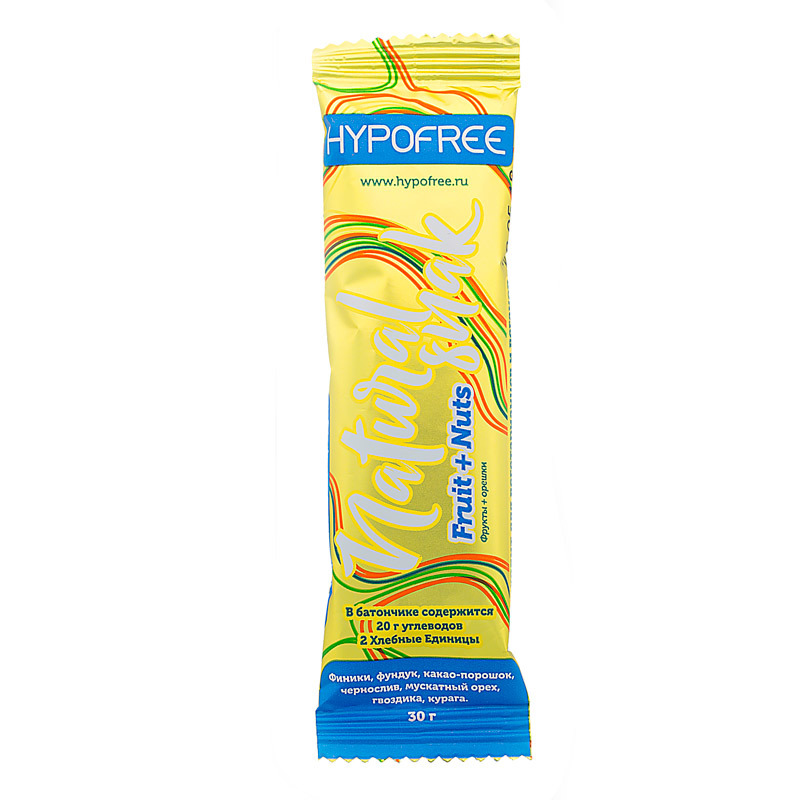 Батончики HYPOFREE NATURAL SNAK из фруктов и орехов