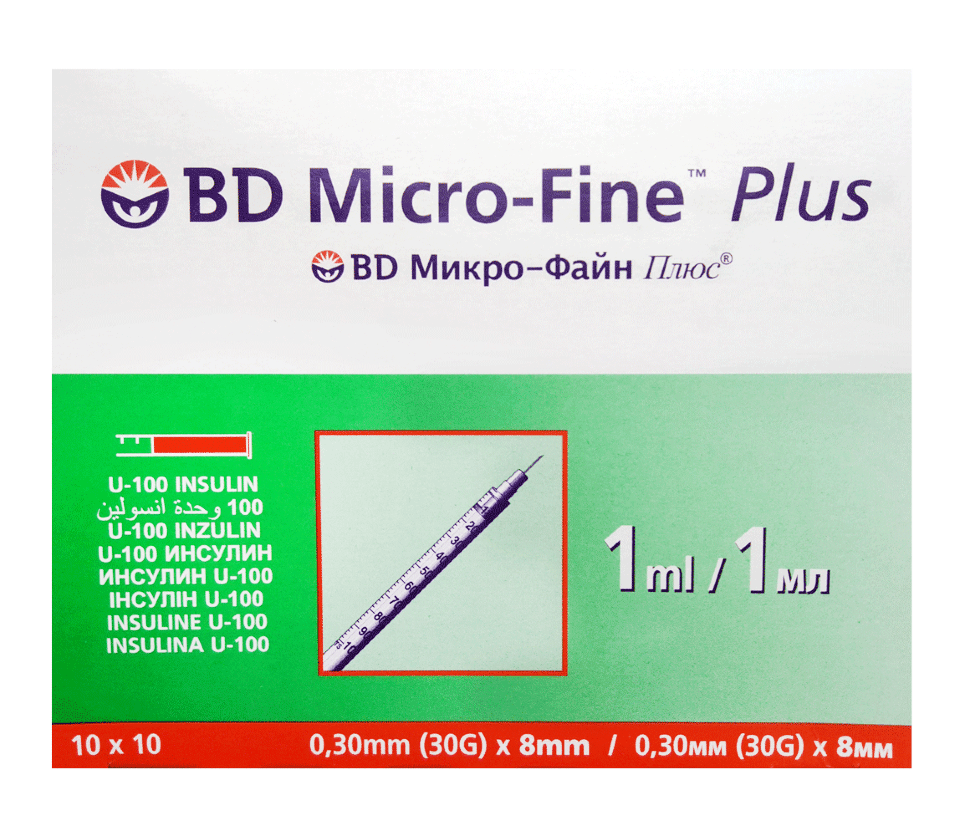 Шприц БД МикроФайн U-100 игла 8 мм, 30G - 1 мл (BD Micro-Fine)
