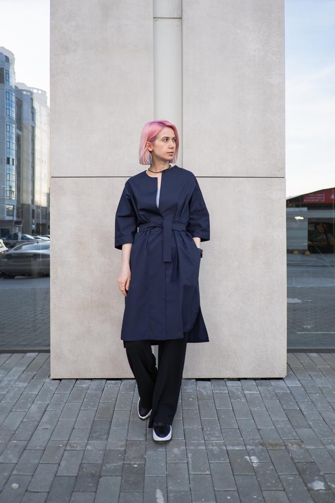 Платье-рубашка синего цвета