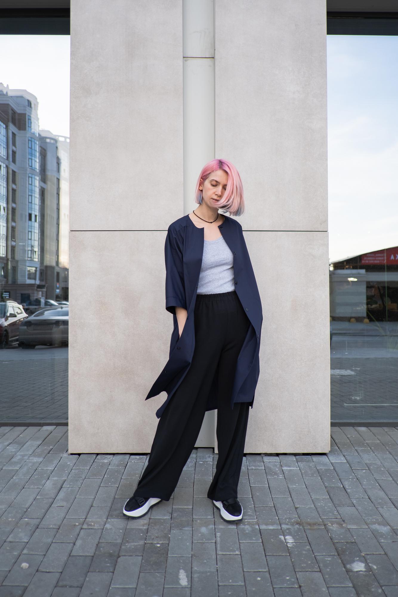 Платье-рубашка синего цвета