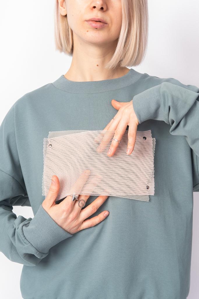 Свитшот с декором из сетки