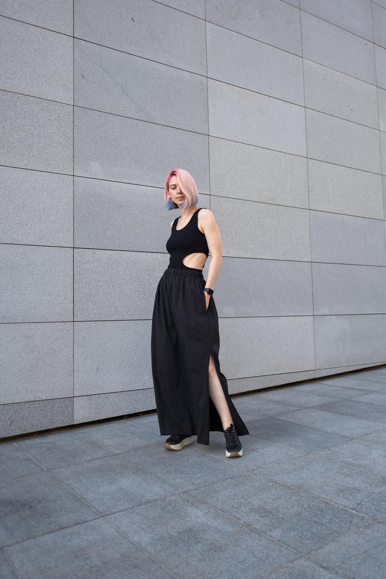 Юбка макси с разрезами чёрного цвета