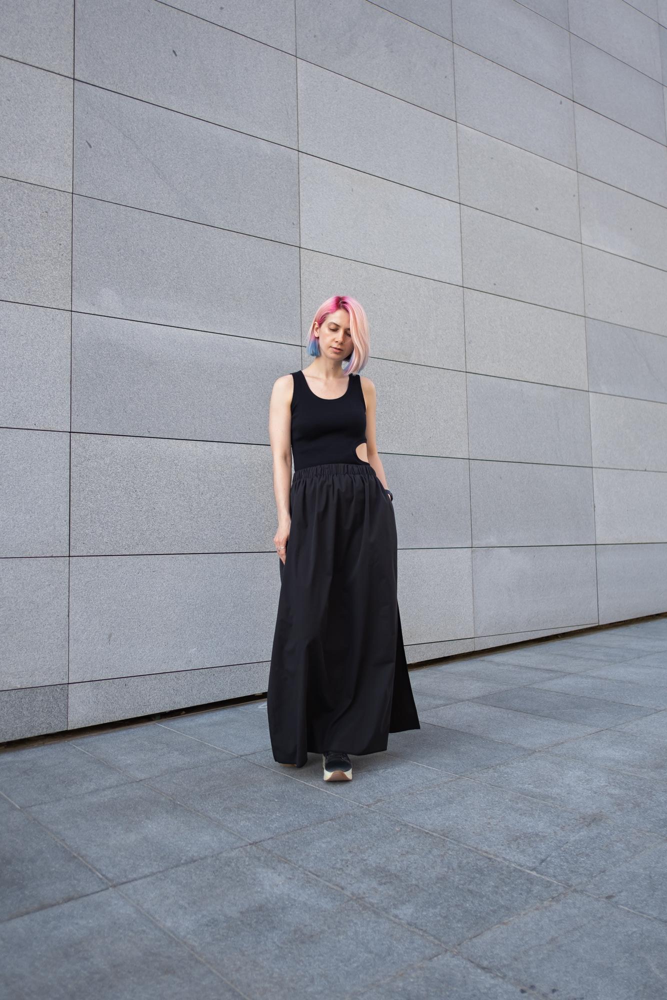 Юбка макси с разрезами чёрного цвета