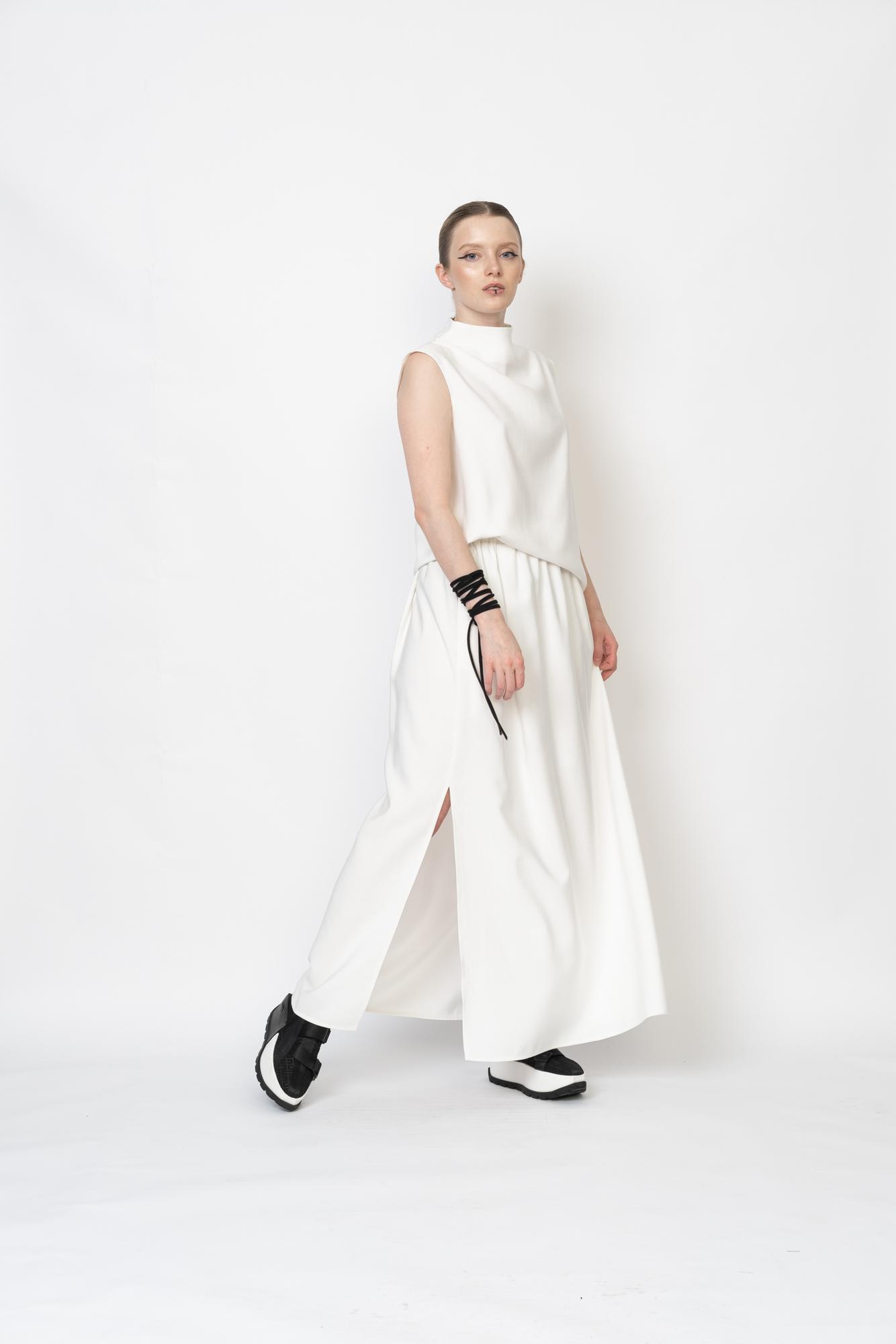 Юбка макси из тенсела белая