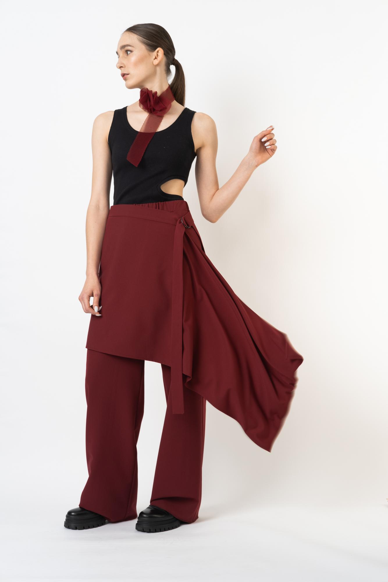 Юбка-баска бордового цвета