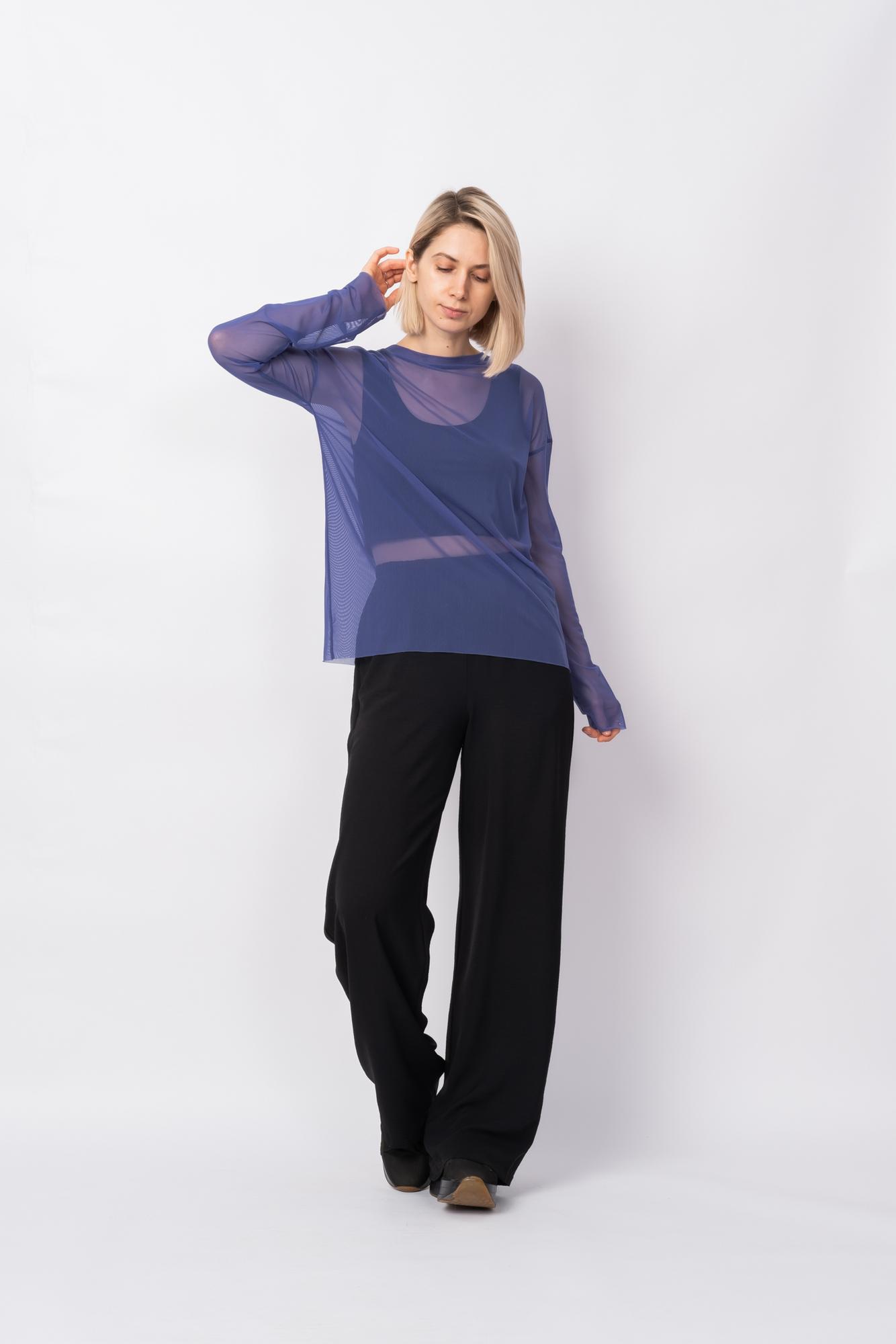 Лонгслив из сетки фиолетовый