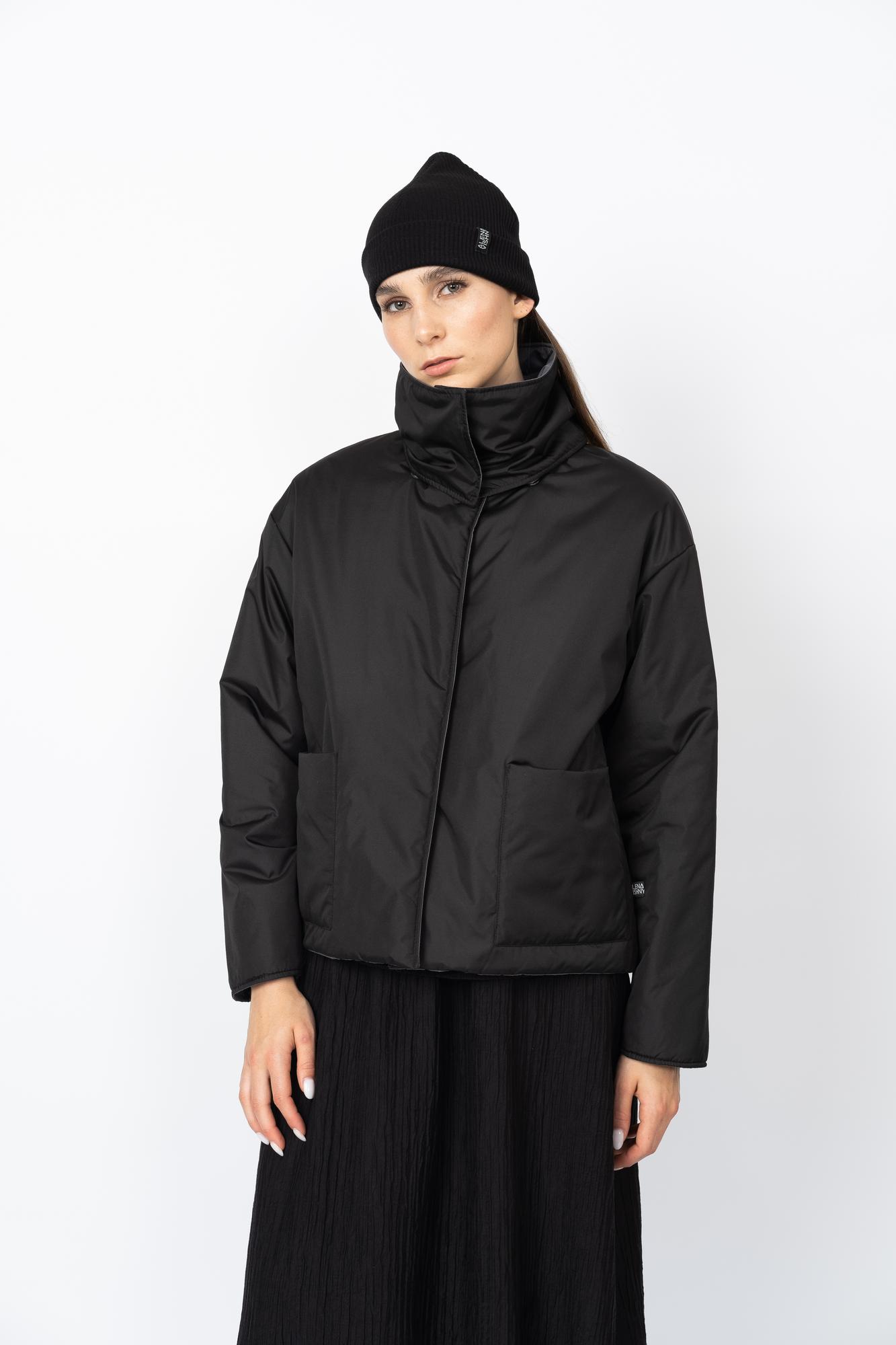 Двухсторонняя короткая куртка в чёрно-сером цвете