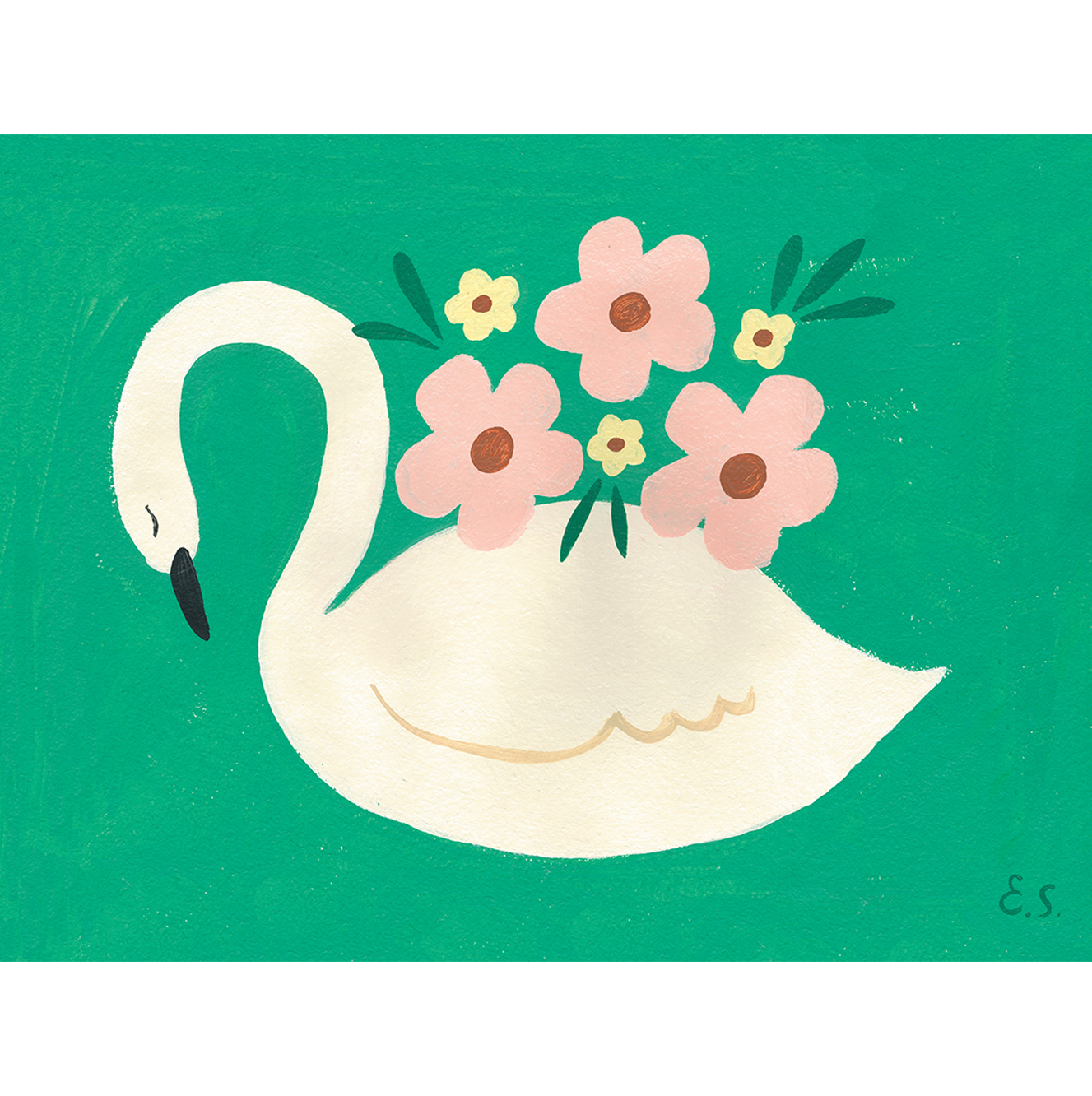 ПОСТЕР "ЛЕБЕДЬ С ЦВЕТАМИ" 30х40