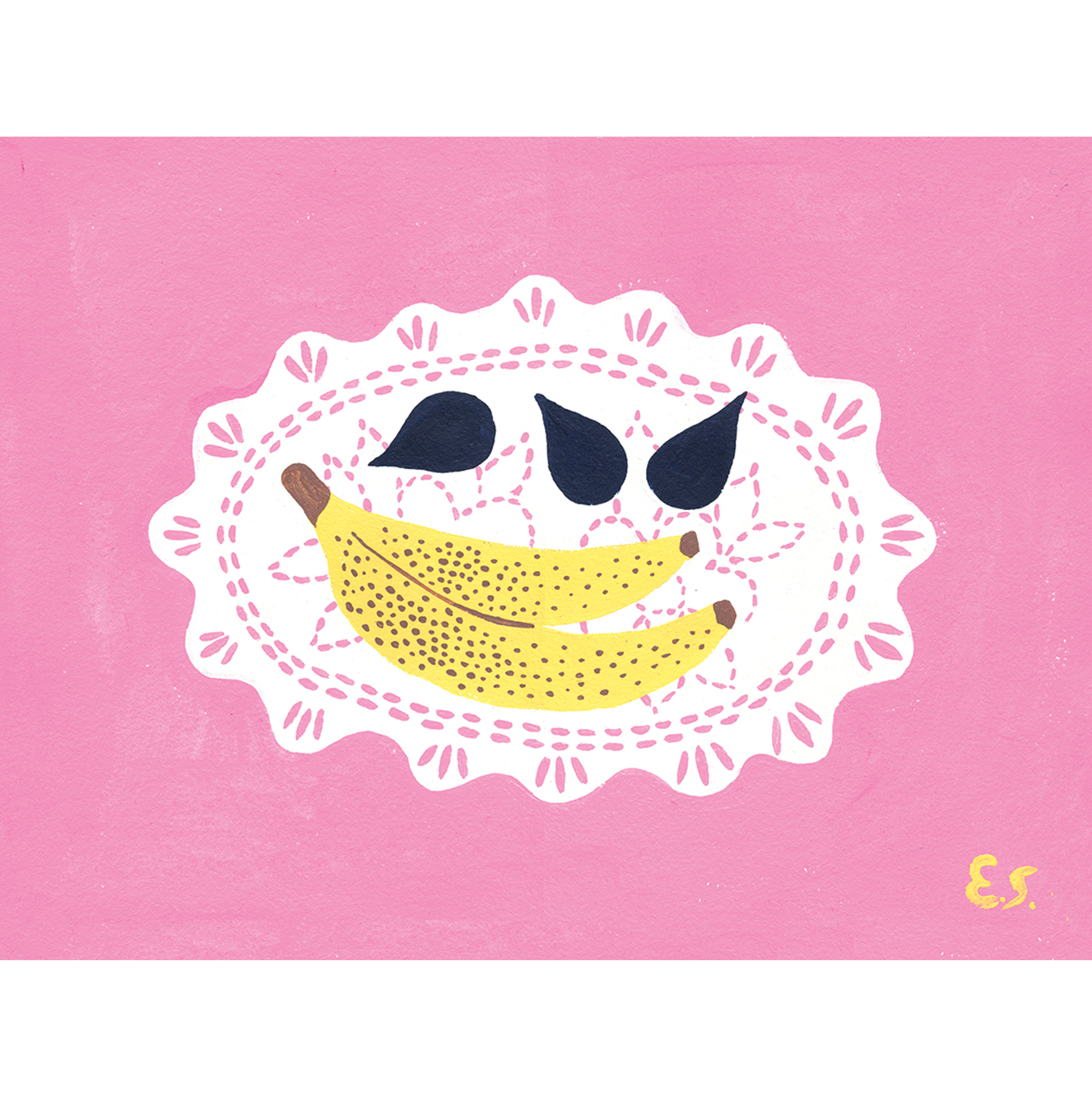 ПОСТЕР "БАНАНЫ НА КРУЖЕВНОЙ САЛФЕТКЕ" 30х40