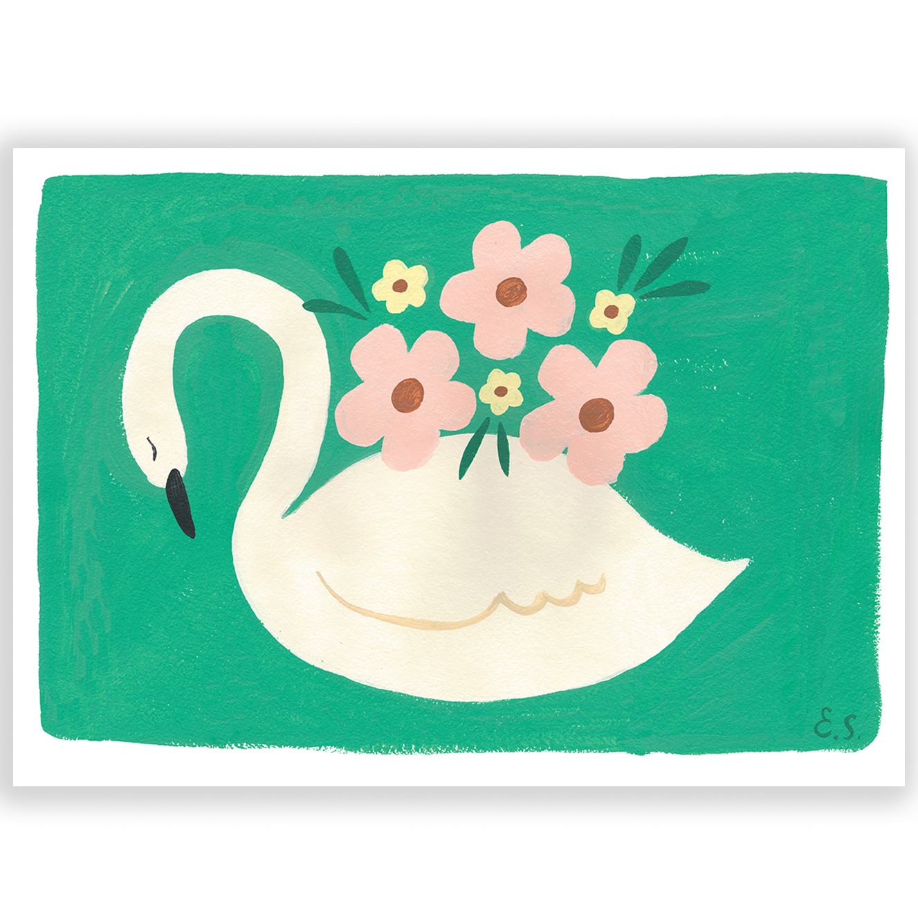 ПОСТЕР "ЛЕБЕДЬ С ЦВЕТАМИ" 60х90