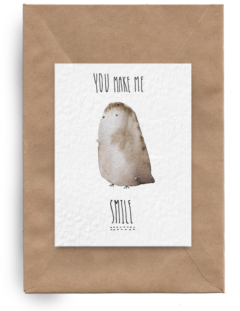 Открытка You Make Me Smile Yetti