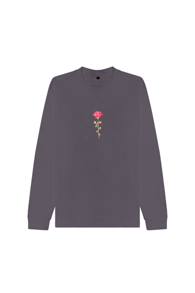 Лонгслив Роза темно-серый Гербарий