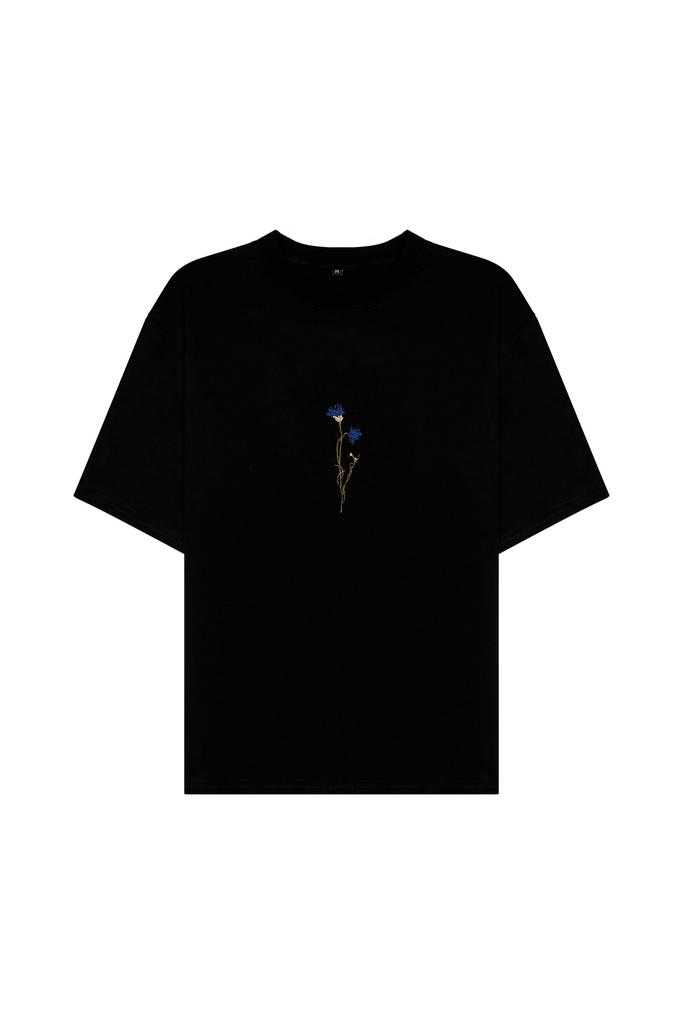 Футболка Василек черная Гербарий