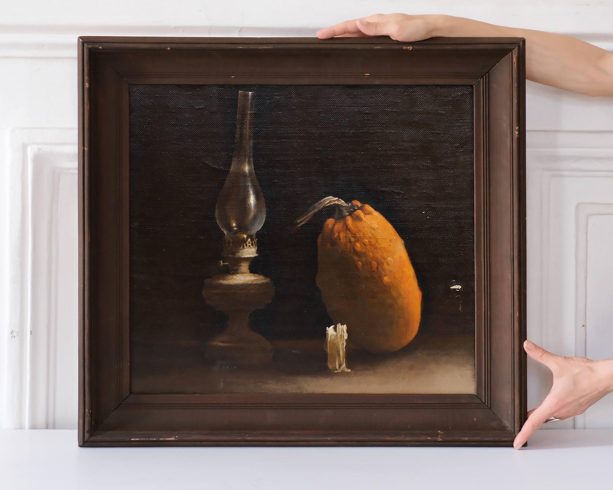 Натюрморт «Лампа, тыква и свеча»