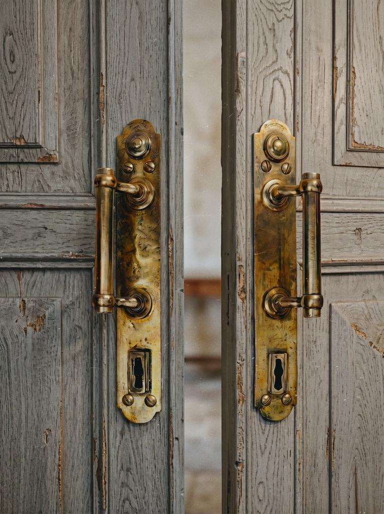 Парные старинные латунные ручки тульского мастера