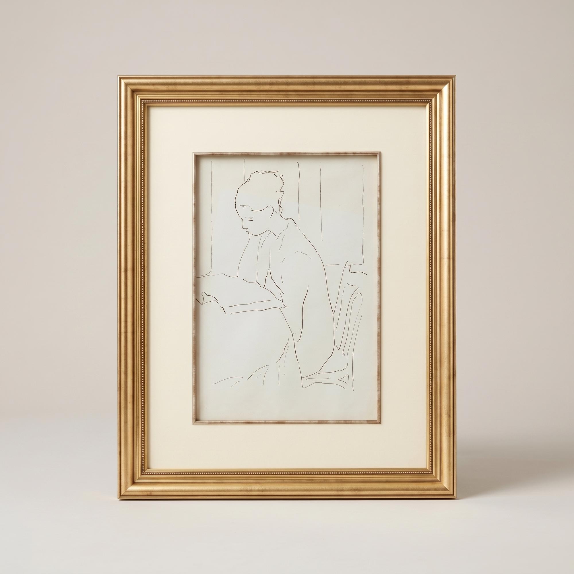 Графический этюд «Читает книгу», 1950-е годы